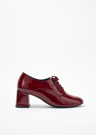 Derbies lacés à talons en cuir verni Vernis Bordeaux