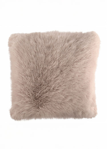 Coussin déco fausse fourrure longs poils Taupe