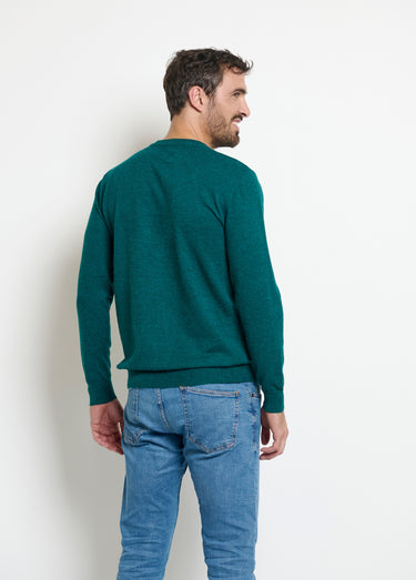 Pull col rond homme maille fine jauge Vert