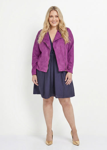 Veste de motard zippée en suédine Violet