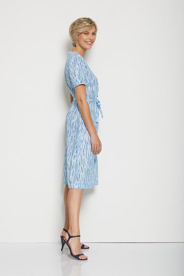 Robe longue imprimée manches courtes Bleu/Vert
