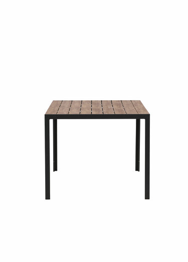 Table de jardin aluminium, dessus bois Noir / Marron