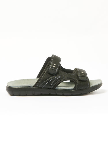 Mules confortables scratchs avec 2 brides Noir