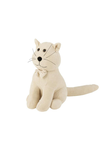 Cale-porte chat déco en tissu Ecru