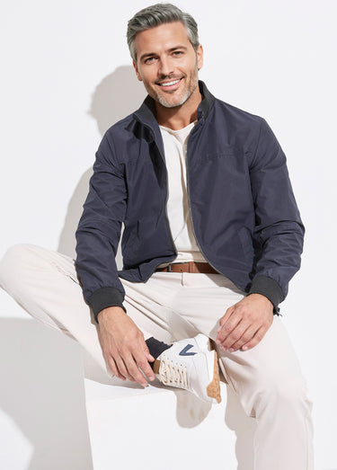 Veste aviateur zippée légère, col montant Marine