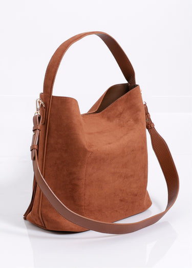 Sac bohème en suédine avec franges Whisky