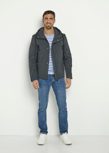 Veste déperlante chaude à capuche Marine