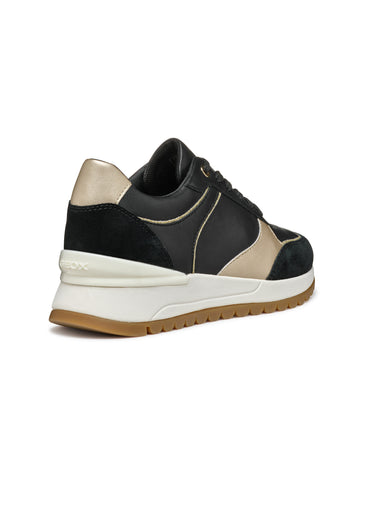 Baskets à lacets avec semelle compensée Noir/Dore