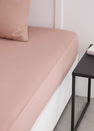 Drap-housse coton uni Rose des sables