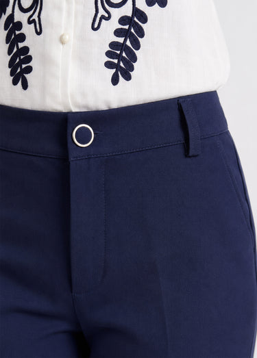 Pantalon large fluide taille élastiquée Marine