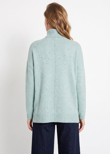 Pull-tunique chaud moucheté col roulé Vert