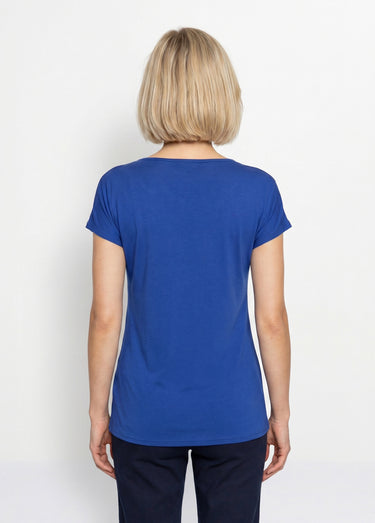 T-shirt court extensible dentelle Bleu