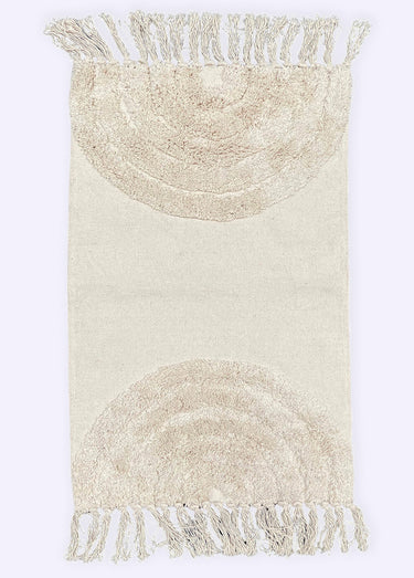 Tapis coton tufté avec franges Beige
