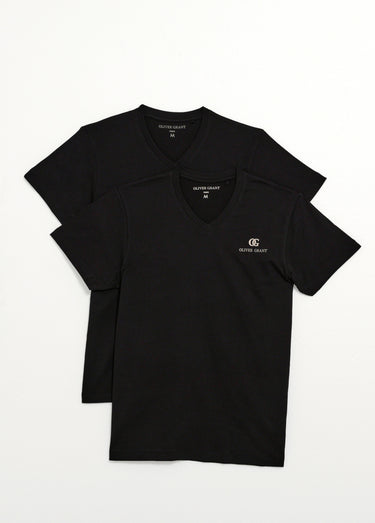 T-shirts foncés col V manches courtes Noir
