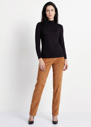 Pantalon droit taille élastiquée velours milleraies Caramel