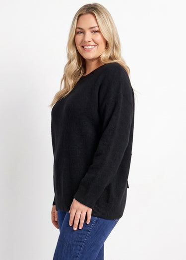 Pull avec laine et dos en dentelle Noir