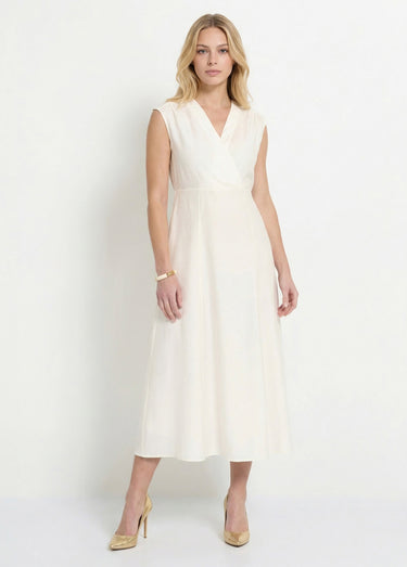 Robe longue sans manches col cache-coeur Blanc