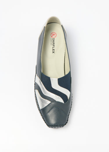 Mocassins élastiqués cuir largeur confort Marine