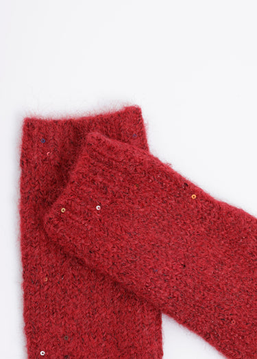 Mitaines maille brillante avec sequins Bordeaux