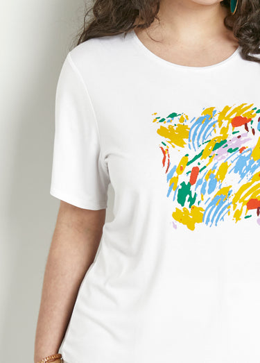 T-shirt manches courtes avec sérigraphie Fond Blanc