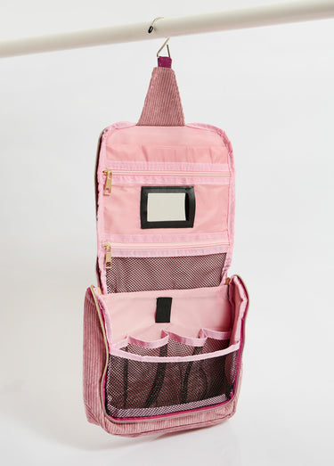 Trousse de toilette à suspendre, velours Rose