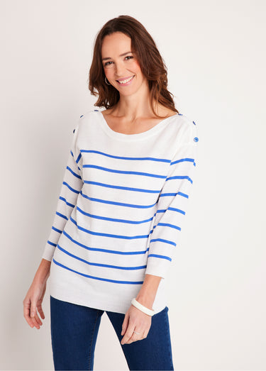 Pull fin rayé Blanc/Bleu