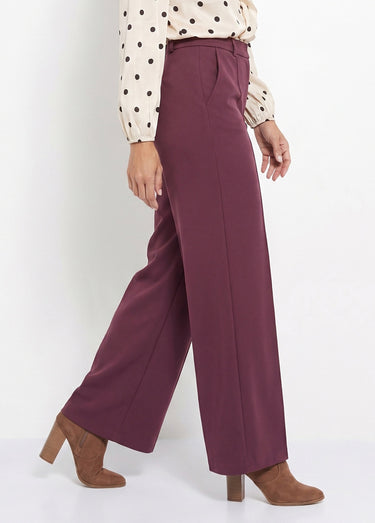 Pantalon structuré de ville maille milano unie Prune