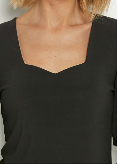 Tunique stretch décolleté carré manches 3/4 Noir