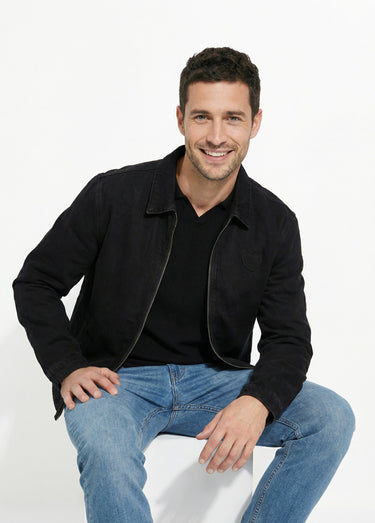 Blouson en jean zippé, cœur poitrine Noir