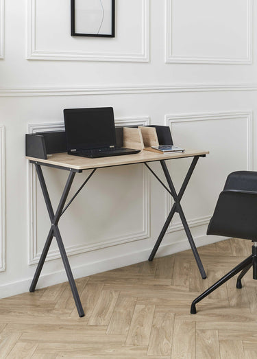 Bureau épuré, en métal et bois 2 tons 1G Gris