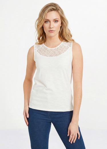 Débardeur court maille flammée coton Blanc