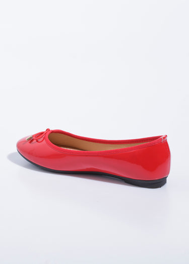 Ballerines plates vernies petit nœud Vernis Rouge