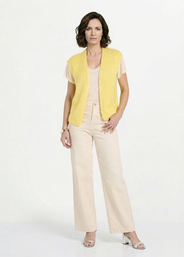 Pull sans manches avec mohair et laine Jaune