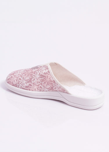 Chaussons mules grande largeur élastiqués Rose