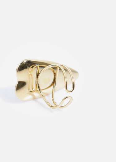 Bague acier inoxydable cœur écaille Dore/Ecailles