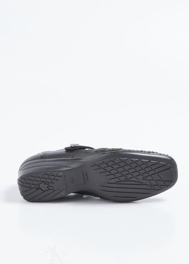 Ballerines largeur confort cuir scratchées Noir