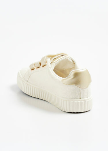Baskets à scratchs et détails métallisés Beige