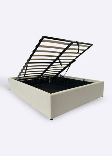ROMY Lit coffre cotelé avec sommier, 1B Beige