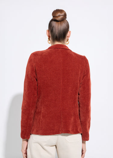 Veste col tailleur en velours reliefé Brique