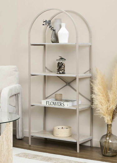 Etagère arche 4 niveaux en métal clair Blanc/Beige