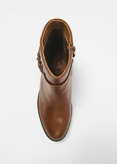 Boots bi matière à talon avec boucle Camel
