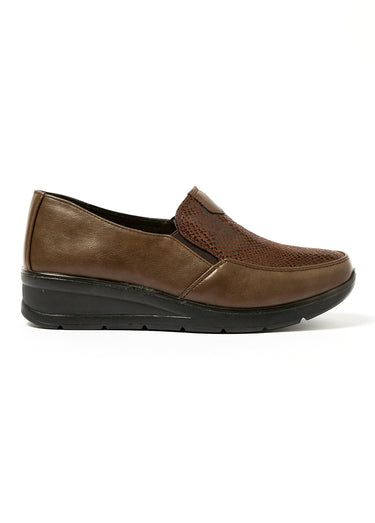 Derbies style loafers semelle compensée Marron
