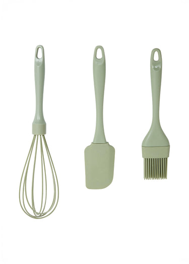 Set 3 ustensiles monochromes, silicone Vert