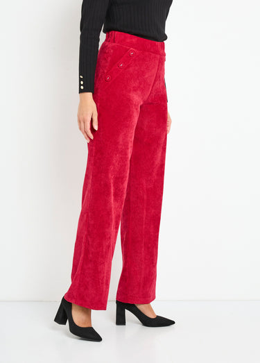 Pantalon large velours milleraies Rouge