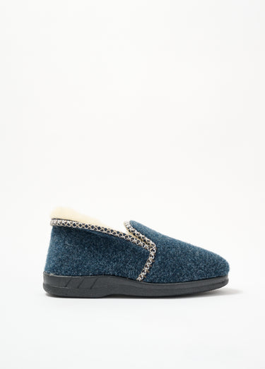 Chaussons montants chauds fourrés laine Marine
