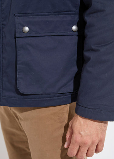 Veste anglaise chic ouatinée col velours Marine