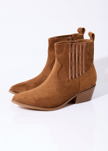 Boots western suédine détail métallisé Camel