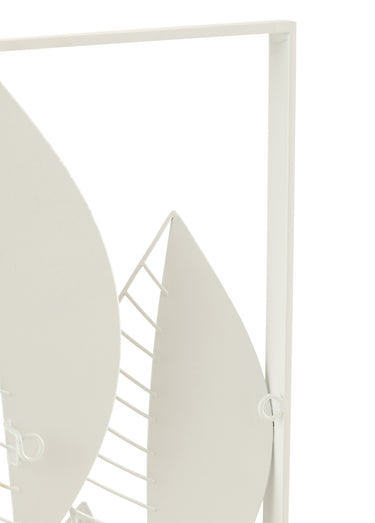 Décoration murale feuilles métal et bois Blanc