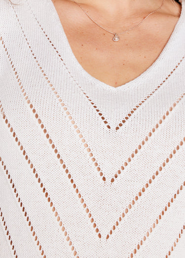 Pull débardeur fin ajouré coton Blanc