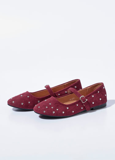 Ballerines babies détails pois métal Bordeaux